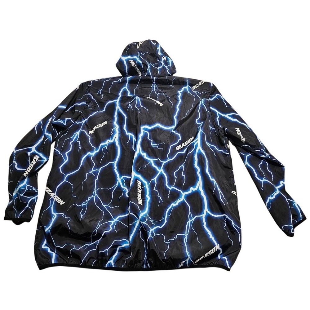 Reason AOP 3XL Lightning Bolt Print‎ Windbreaker Quarter-Zip Hooded Jacket Black - Picture 2 of 5